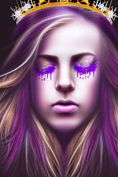 Hyperrealistic Portrait: Princess with Purple Eyes and Thorn...