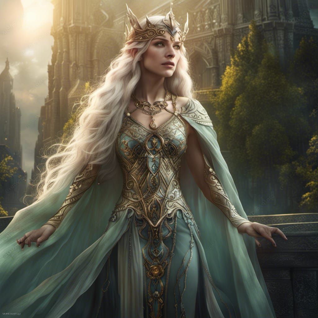 Regal Elven Queen: A Digital Matte Painting