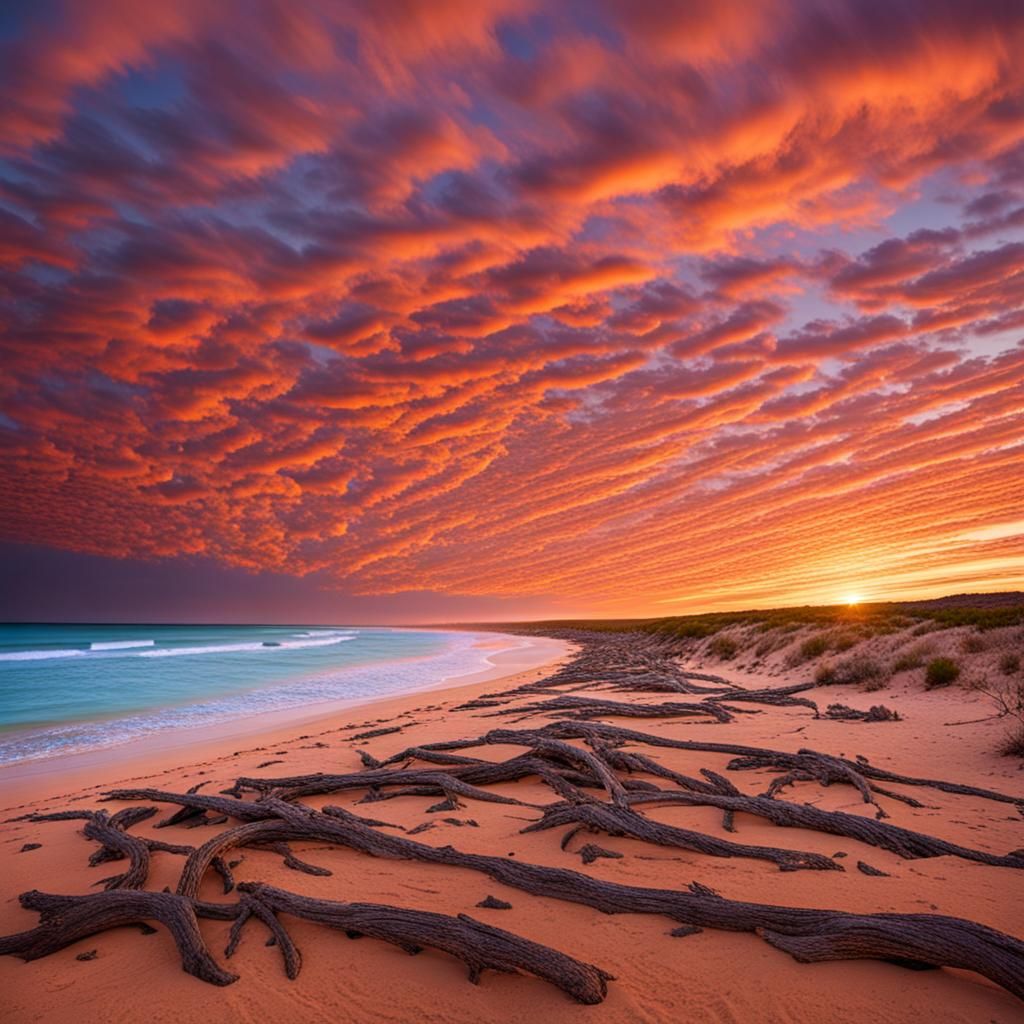 Ningaloo Coast Sunset: High-Resolution Beach Photograph