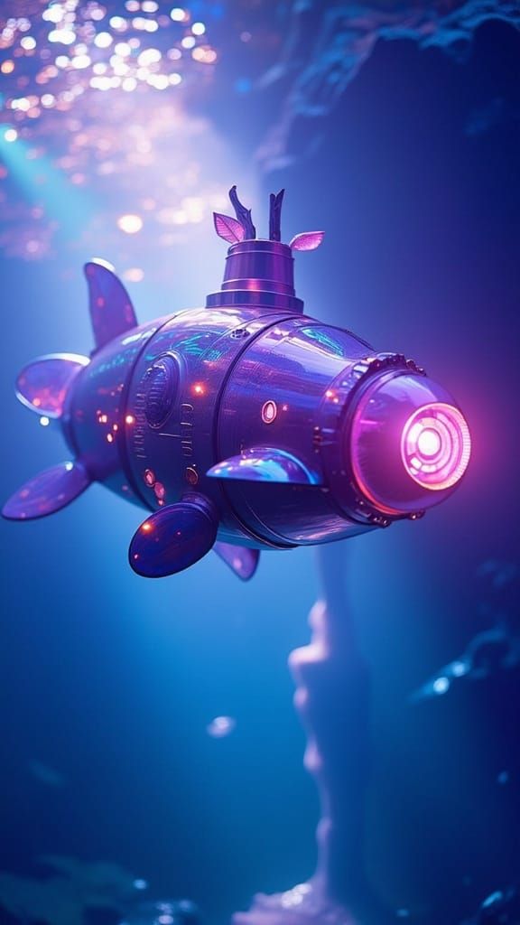 Axolotl Submarine in Art Nouveau Flux