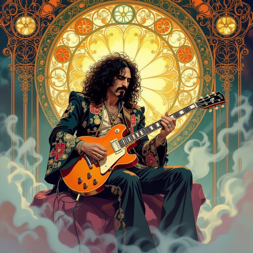 Zappa Shreds Guitar in Art Nouveau Aetherpunk Style
