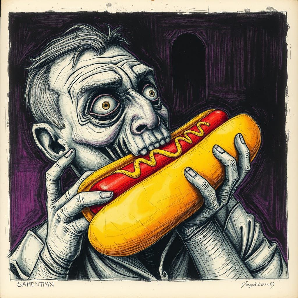 Surreal Scratch Paper Etching in Purples and Greens