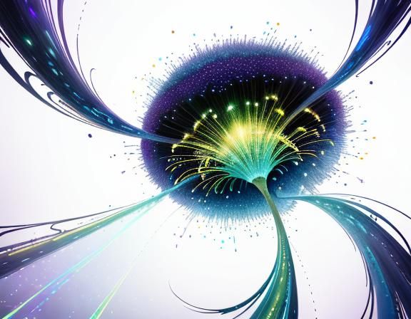 Glowing Flame Flower: Futuristic Technical Drawing