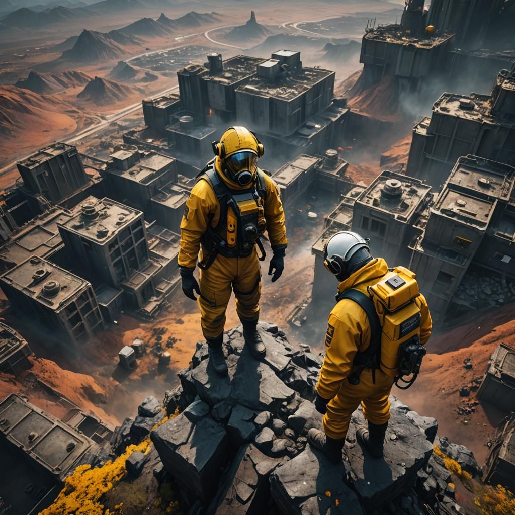 Hazmat Suit Observer in Nuclear Wasteland