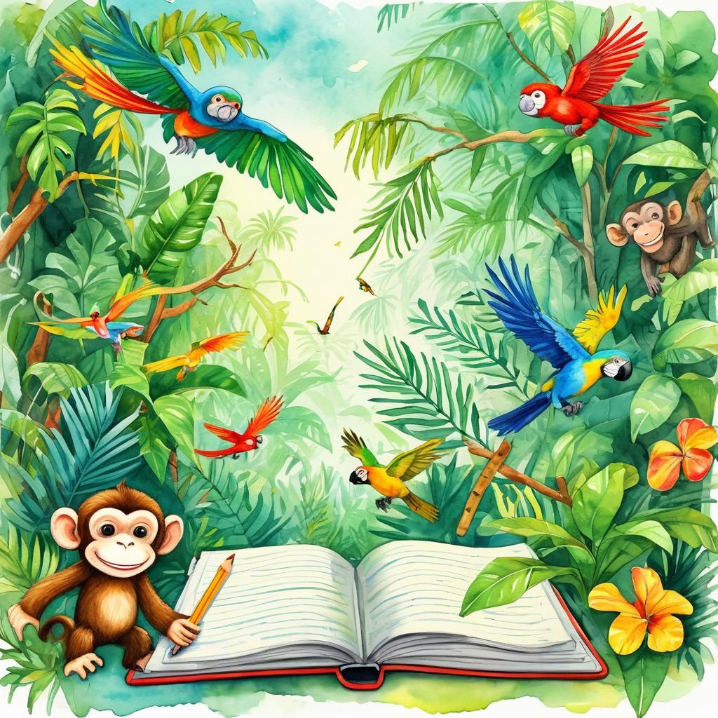 Jungle Animals Leap to Life: A Whimsical Watercolor Illustra...