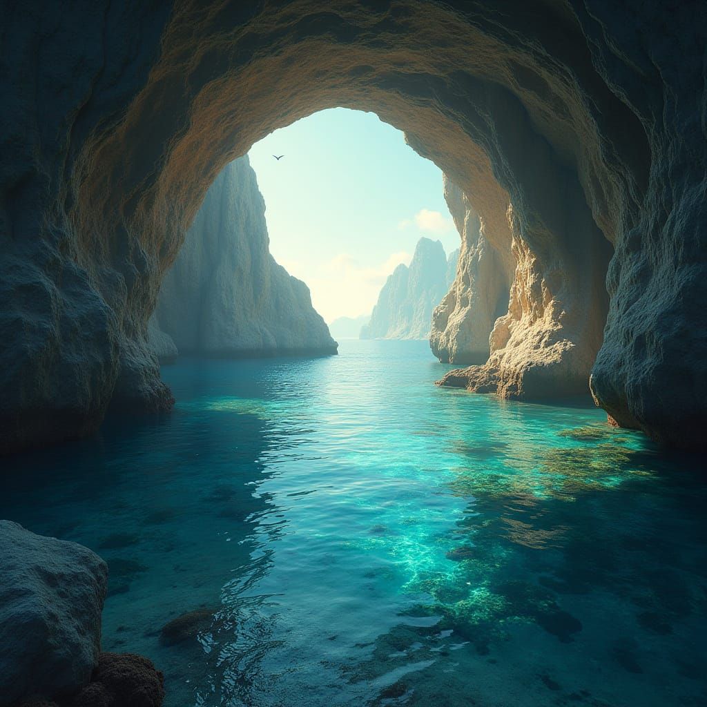 Cave Portal to Another World in Realistic Matte Painting Sty...