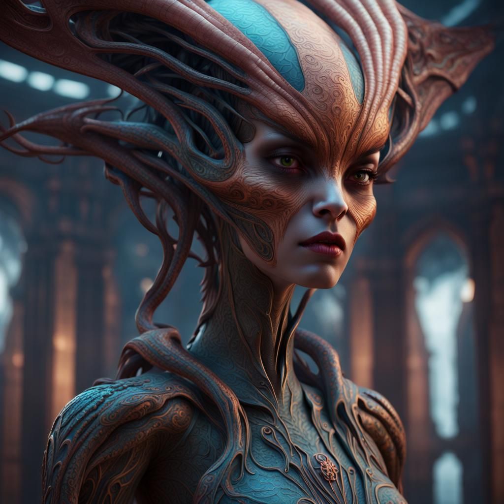 Alien Beauty Contestant in Detailed Digital Painting