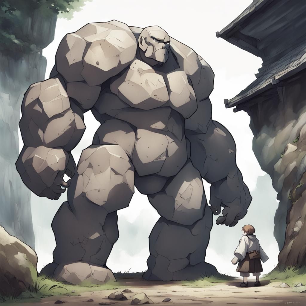 Stone Golem in Anime Style