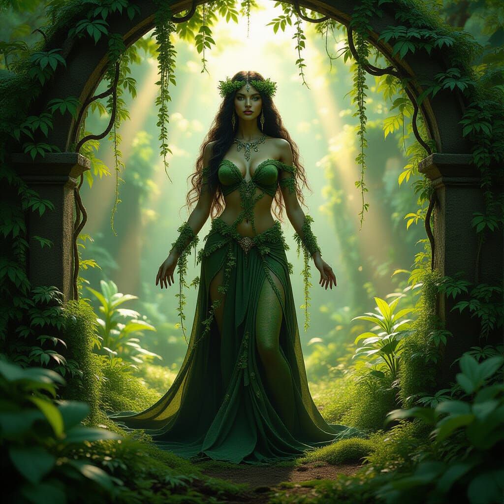 Earth Goddess of Fertile Soil in Lush Garden