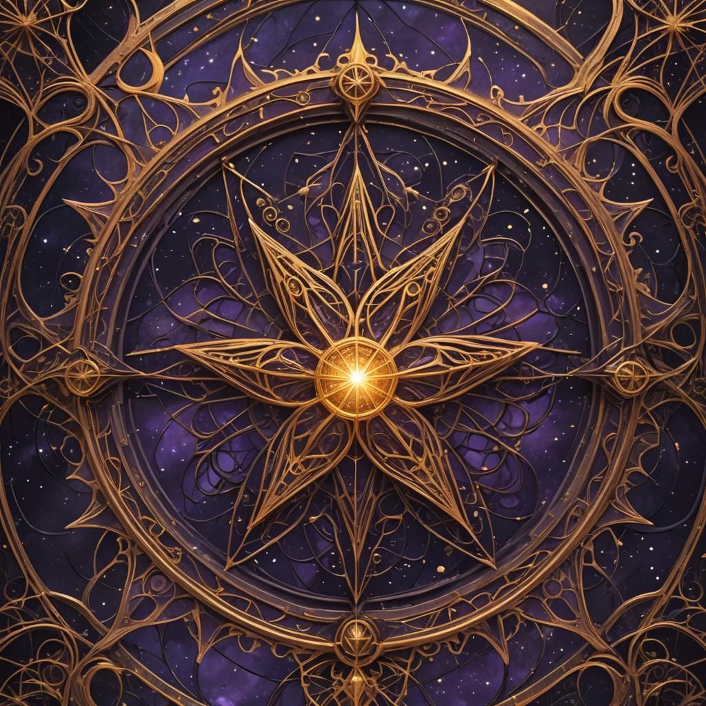 Gothic Copper Star in Dark Fantasy Art Nouveau Style