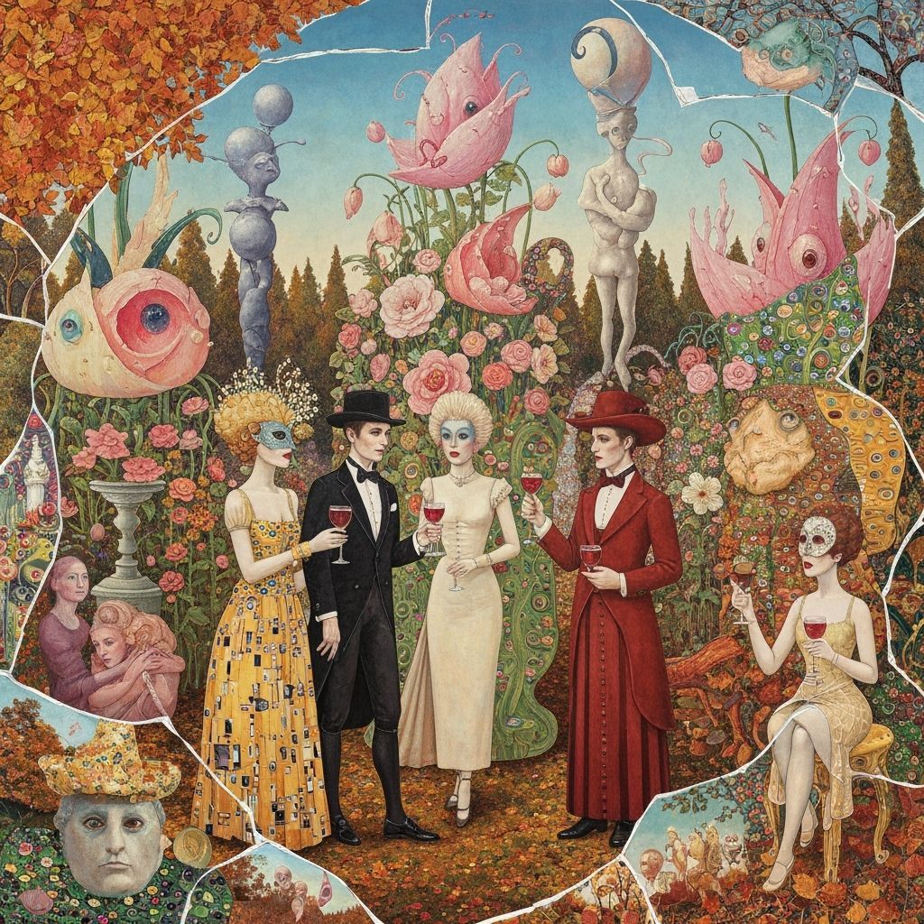 Surreal Garden Party as a Vibrant Paper Collage
