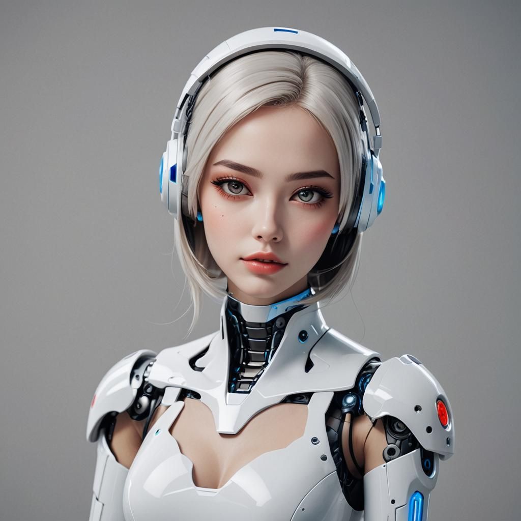 Attractive Android Chatbot in Futuristic Style