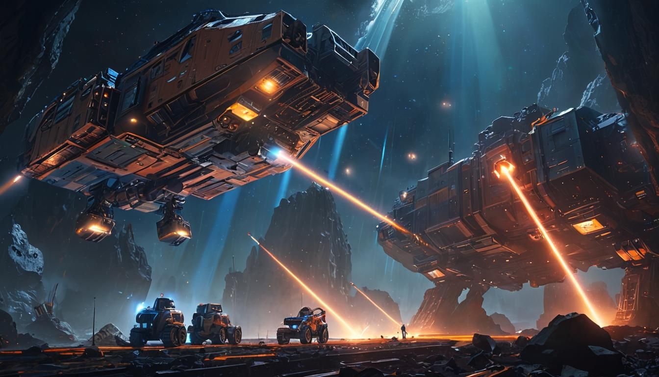 Asteroid Mining Ship in Sci-Fi Setting