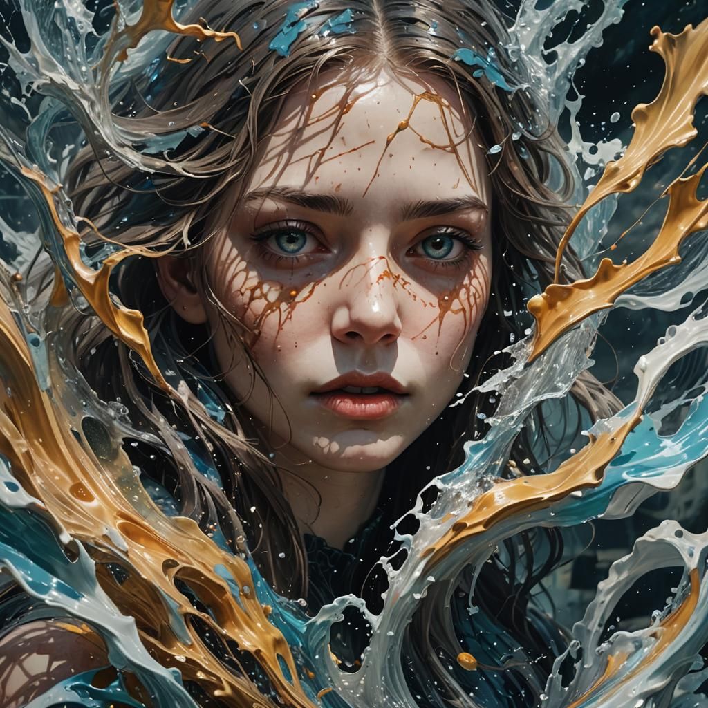 Dramatic Hyperrealistic Portrait with Colorful Background