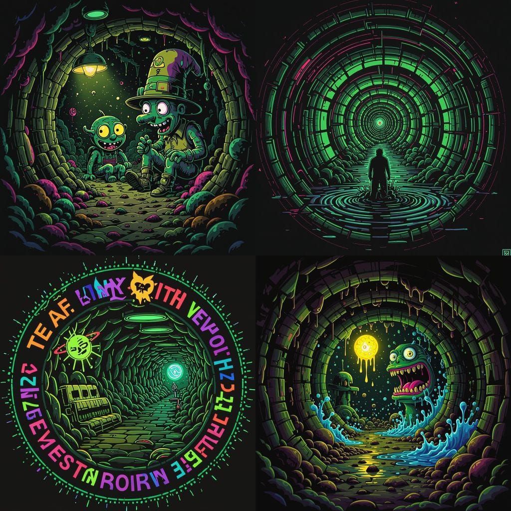 Glowing Neon Psychedelic Underground Comix Art