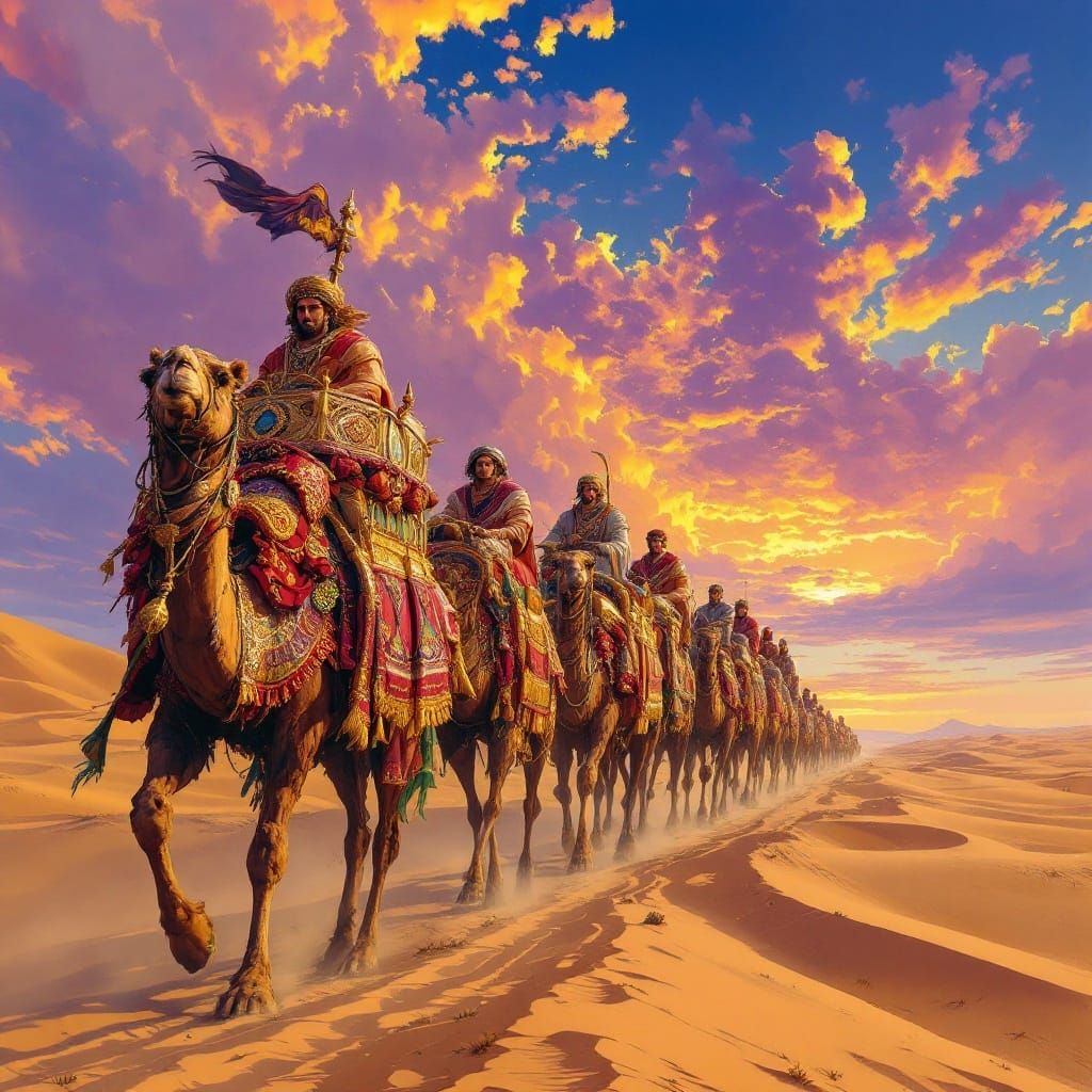 Opulent Caravan Journey Across the Silk Road