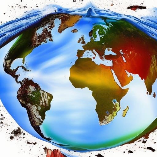 Pollution, destruction of the earth, plastic, decomposition.