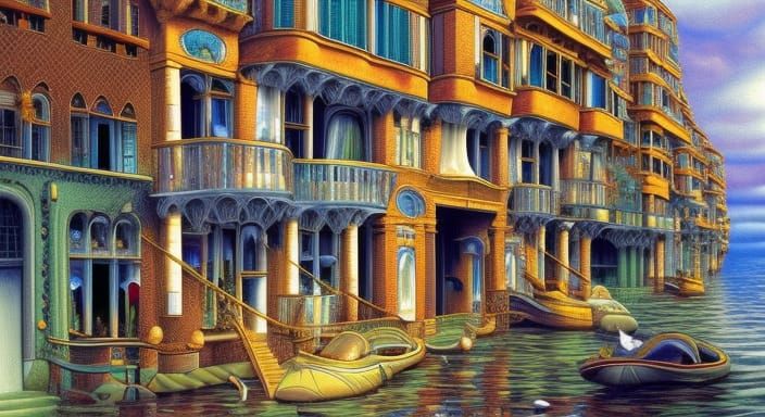 Escher-Style Crystal Shop: A Translucent Fantasy