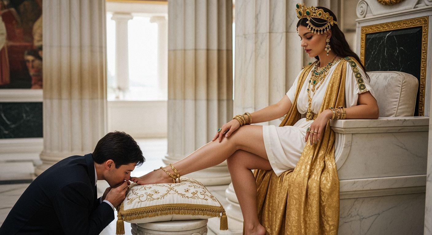 Greek Goddess on Her Throne in Photo-Realistic Style