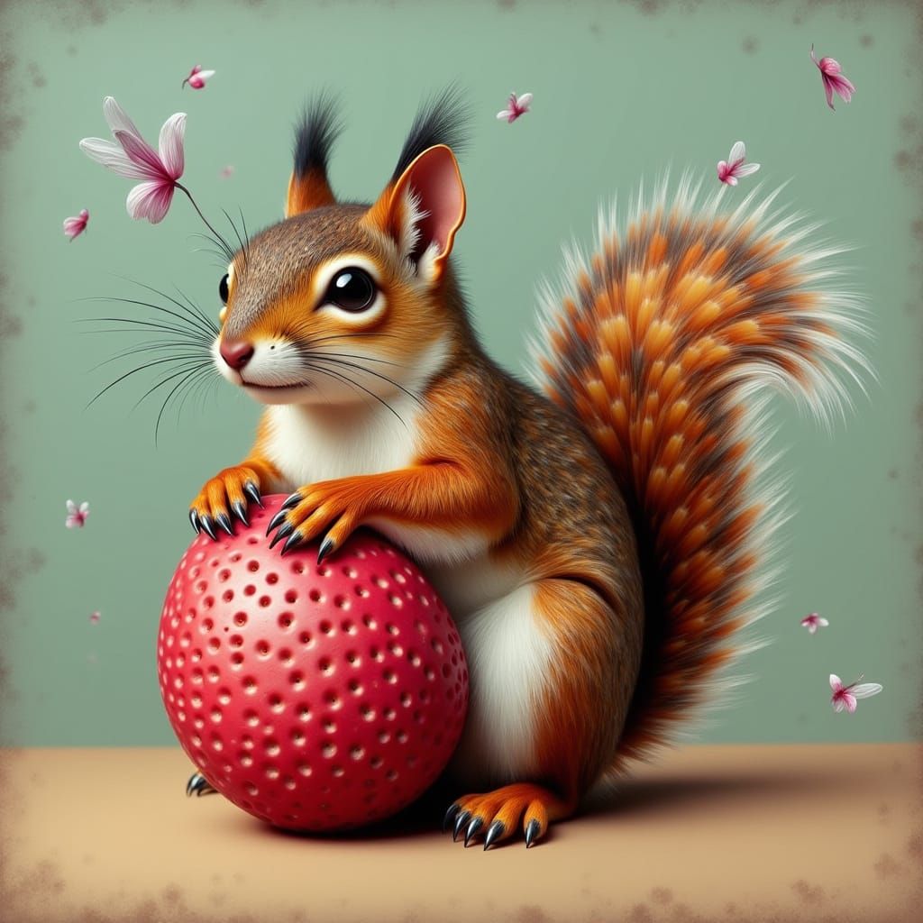 Enchanted Lychee Transforms into Whimsical Grey Squirrel