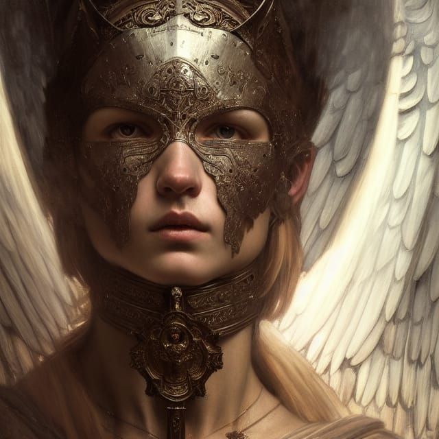 Angel Knight Portrait in Hyperrealistic Style
