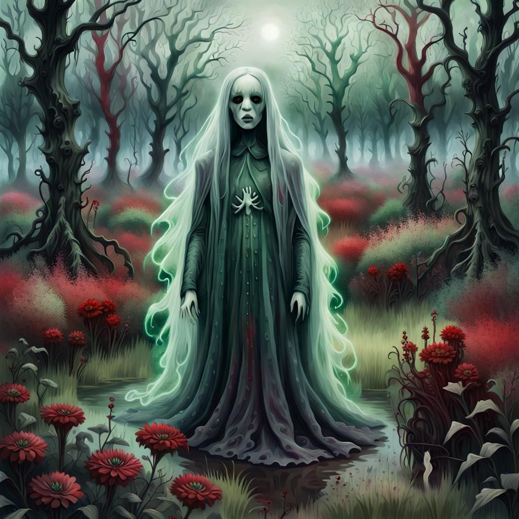 Spectral Ghost Portrait in Gothic Digital Art