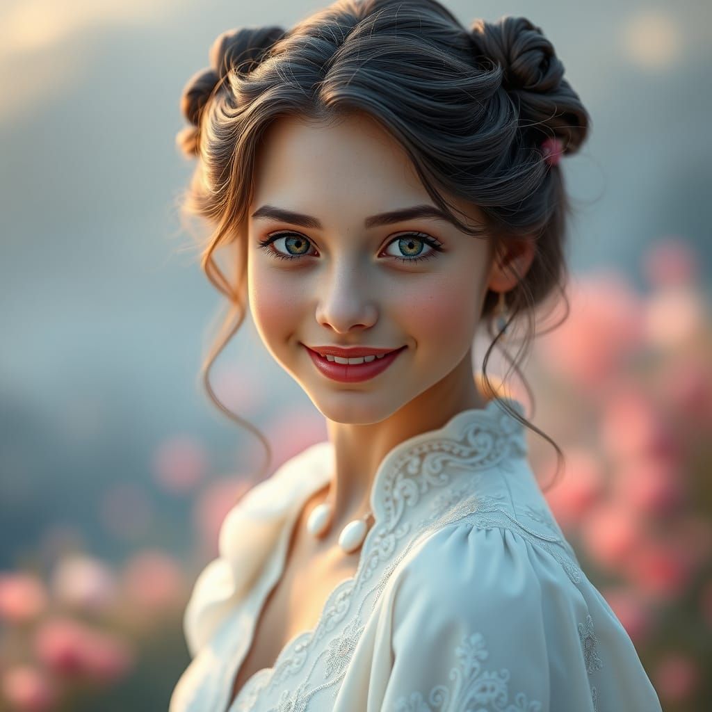 European Beauty in Dreamy Fantasy Landscape