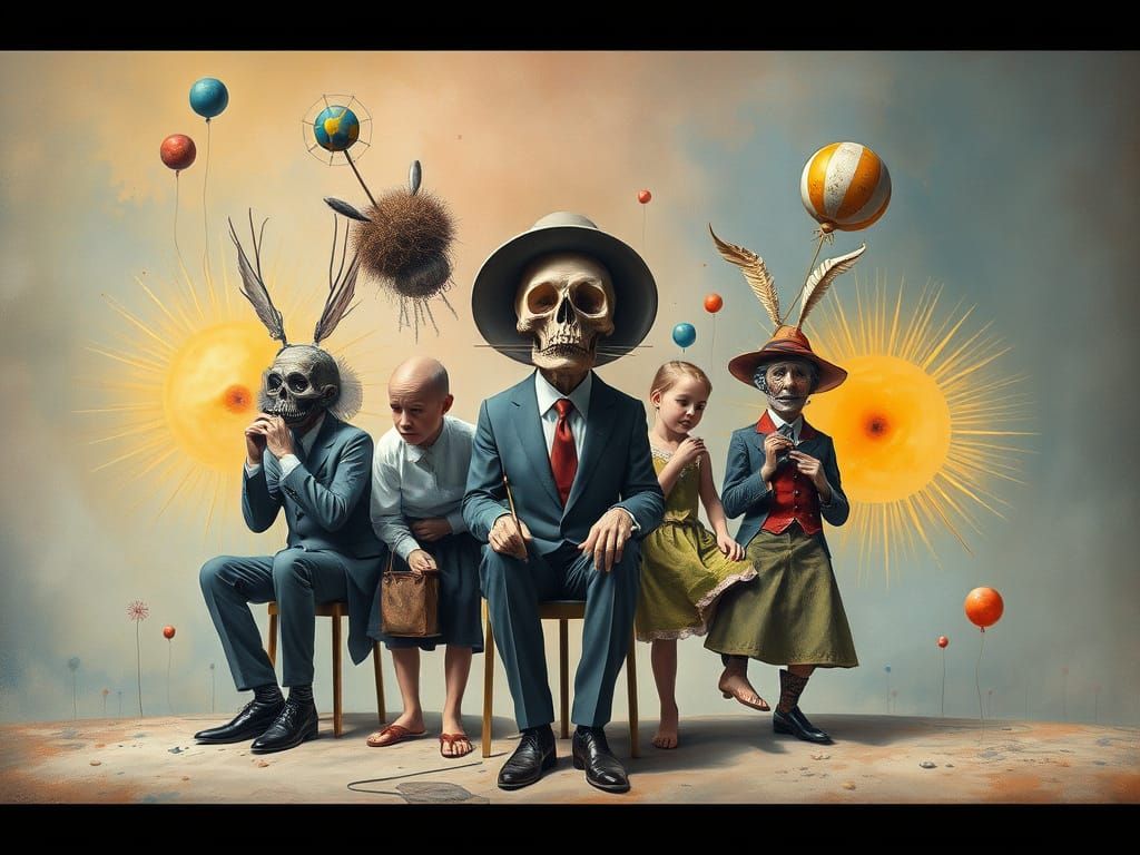 Surreal Dadaist Ensemble in Pastel Airbrush Style