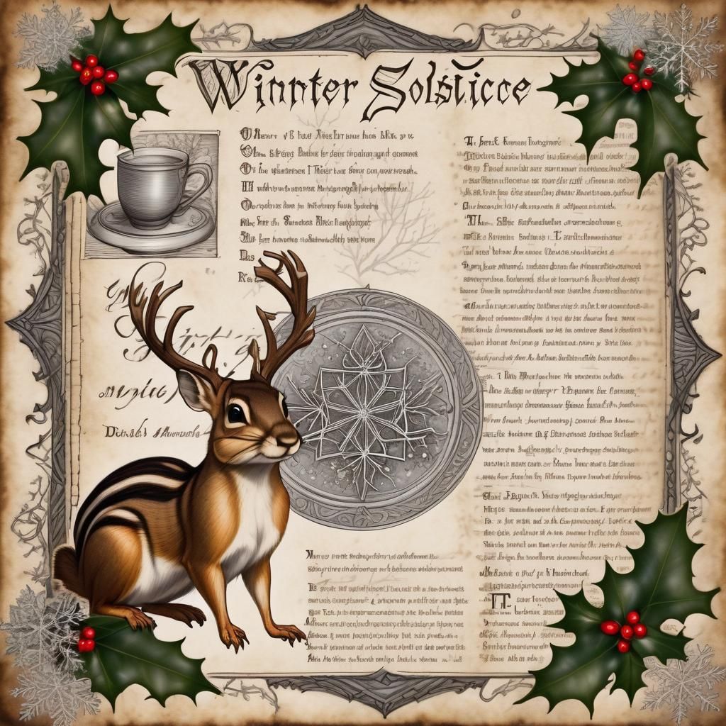 Winter Solstice Grimoire Page with Animals