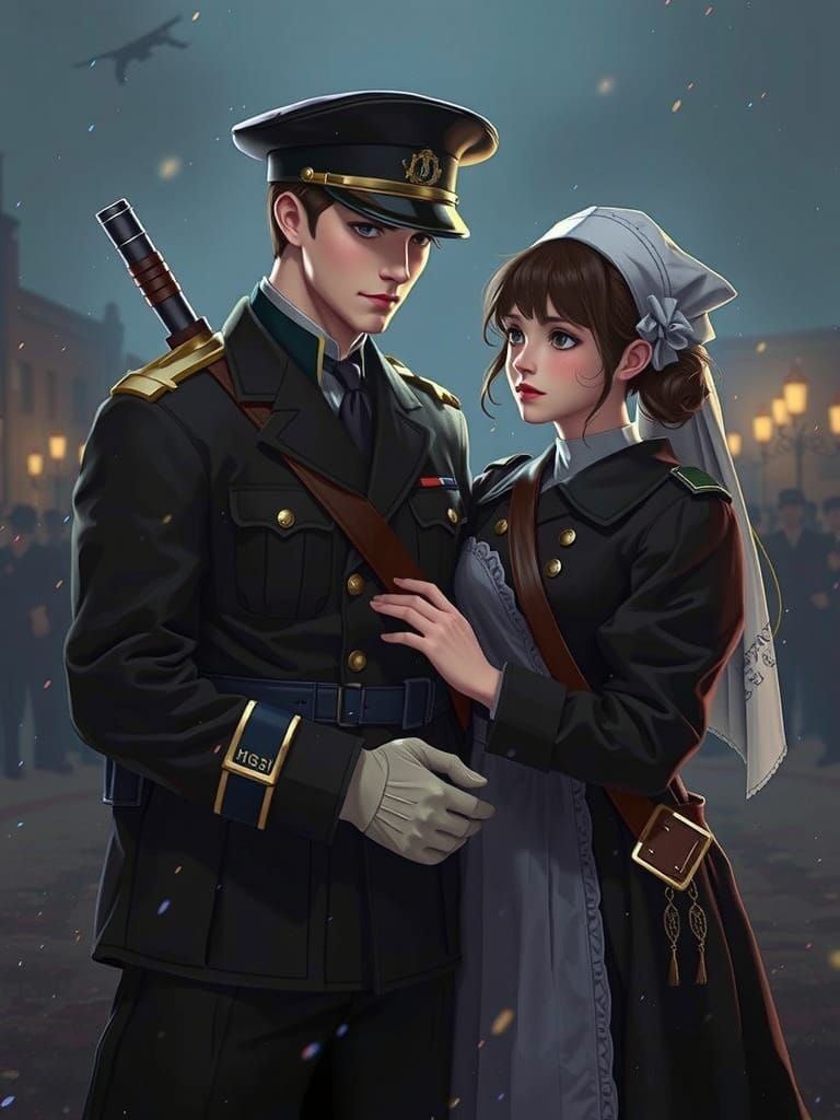 WWI Era Couple in a Bittersweet Farewell
