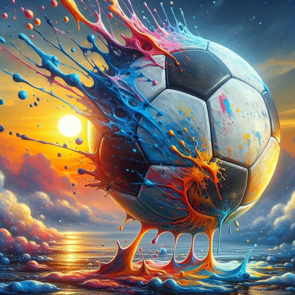 Soccer Ball Art in Street Art Style Sunset