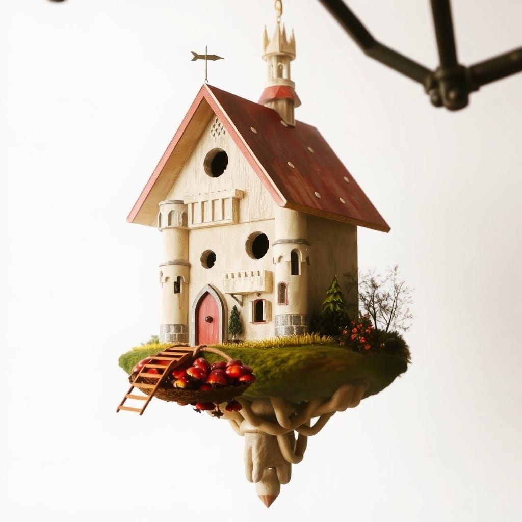 Surreal Birdhouse Castle Double Exposure