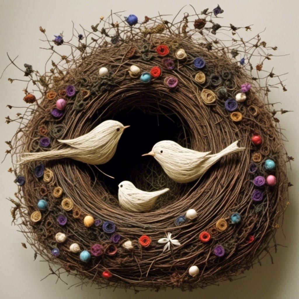 Songbirds Nesting, Environmental Art Style