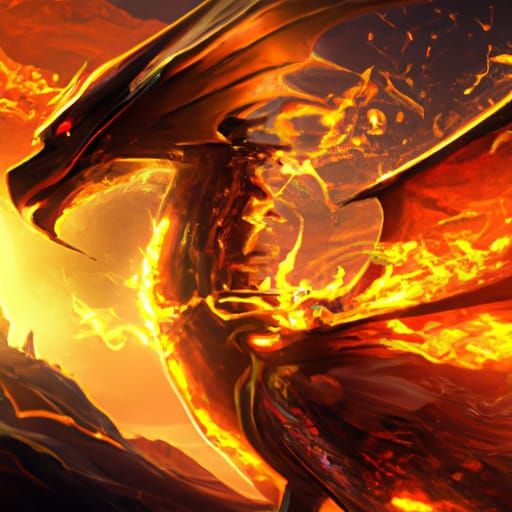 Detailed Fire Dragon in Dark Fantasy Style