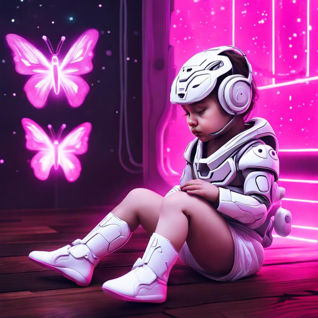 Cute Baby Girl Sleeping Peacefully in White Room