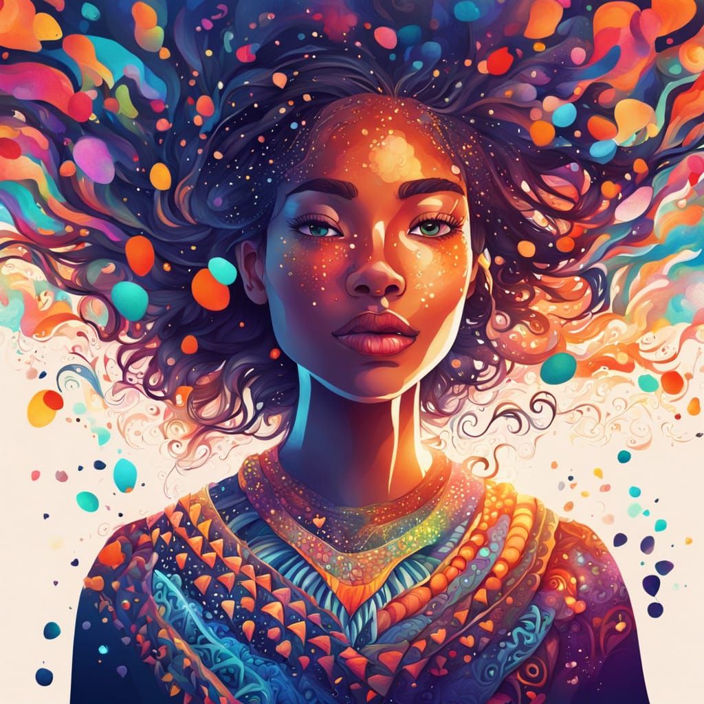 Emotional Woman in Love: Surreal Splash Art