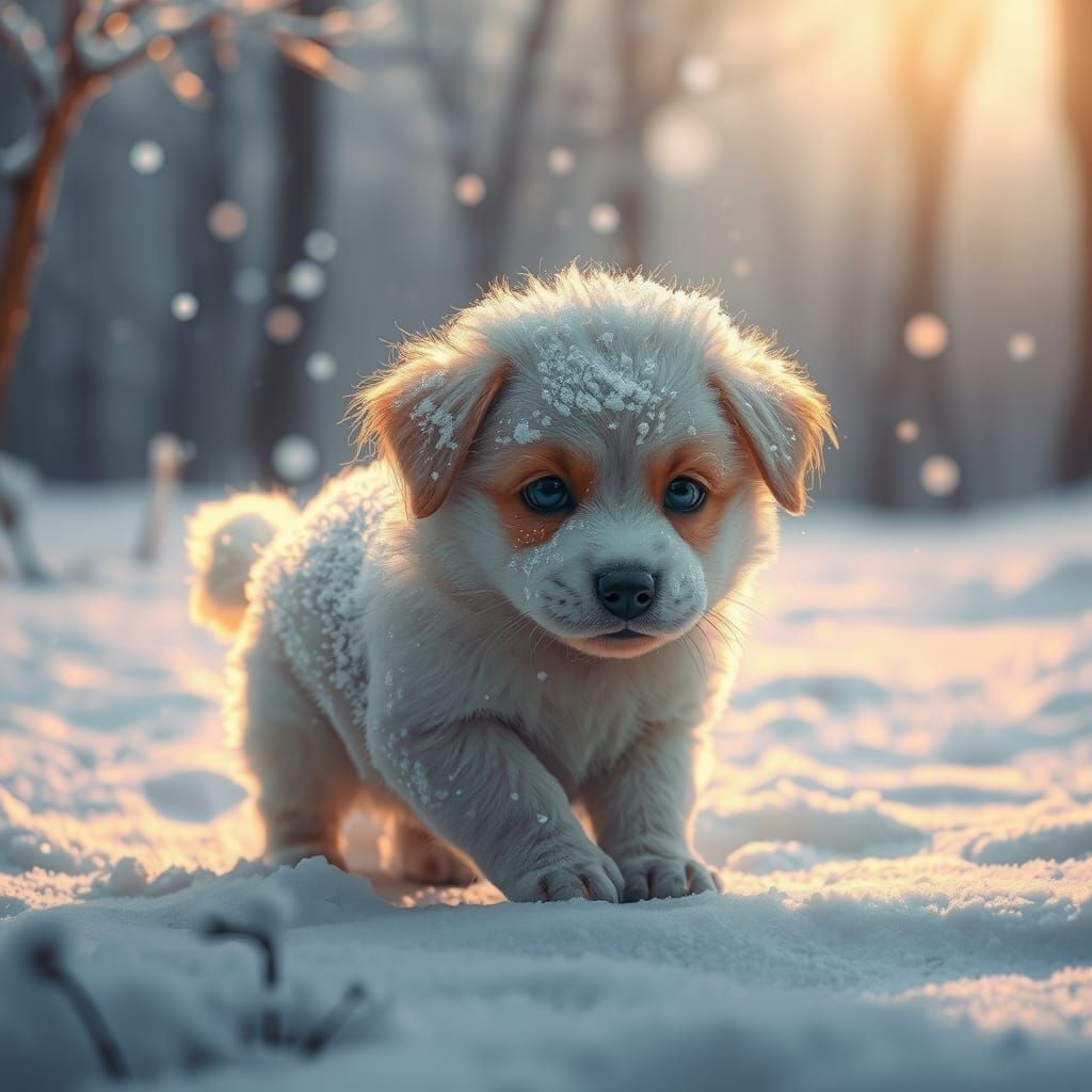 Puppy's Winter Wonderland: A Fantasy Matte Painting