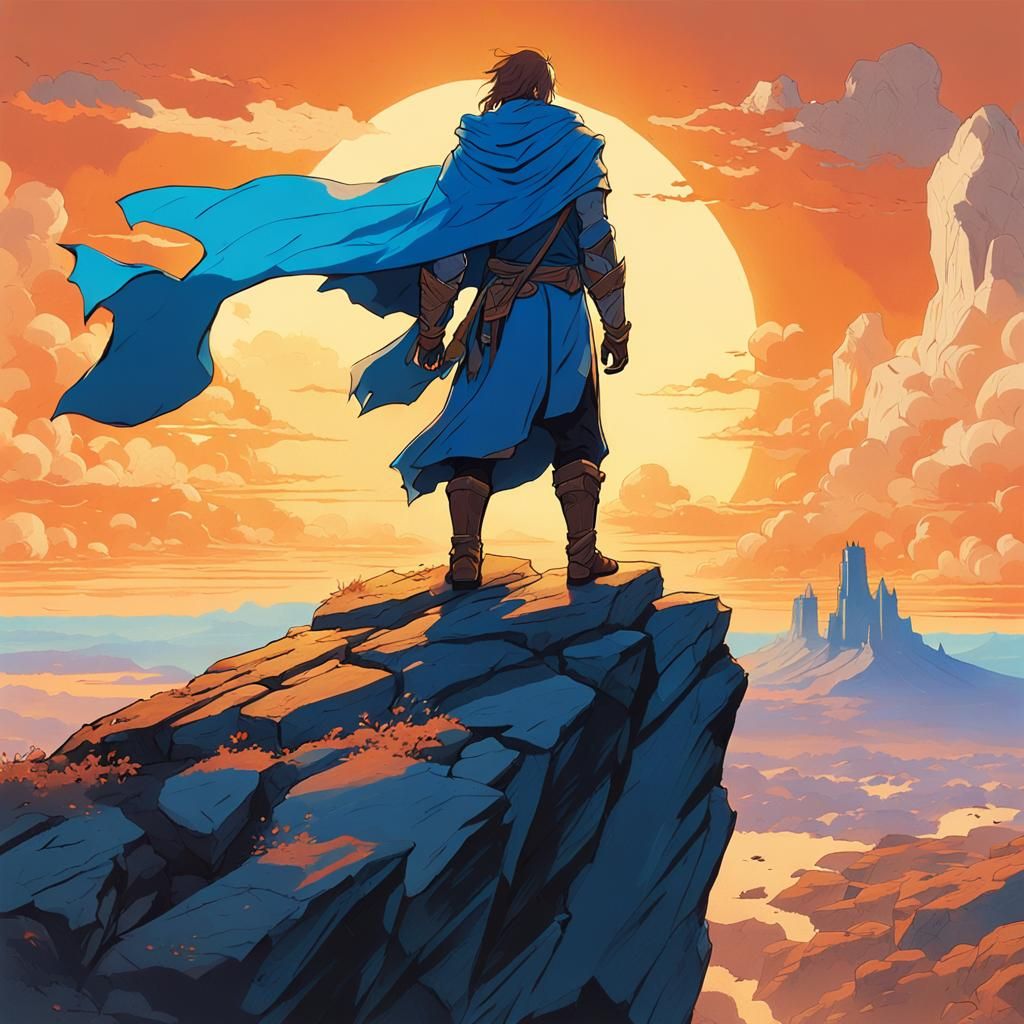 Epic Fantasy Duel in Anime Style