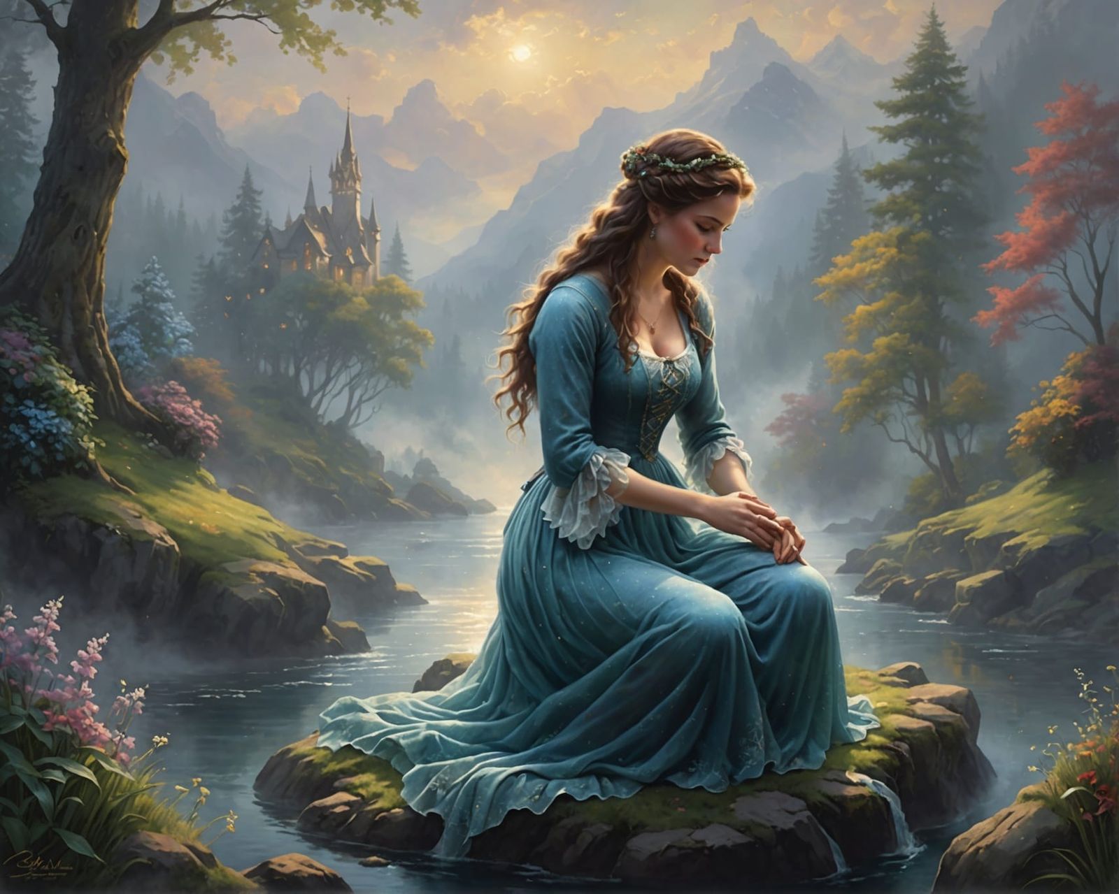 Ethereal Women in God's Hands: Realistic Fantasy