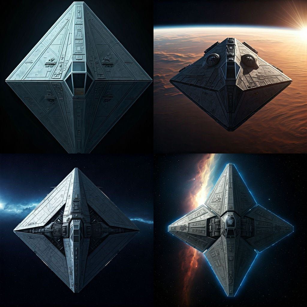 Top View of Diamond Starfighter in Space