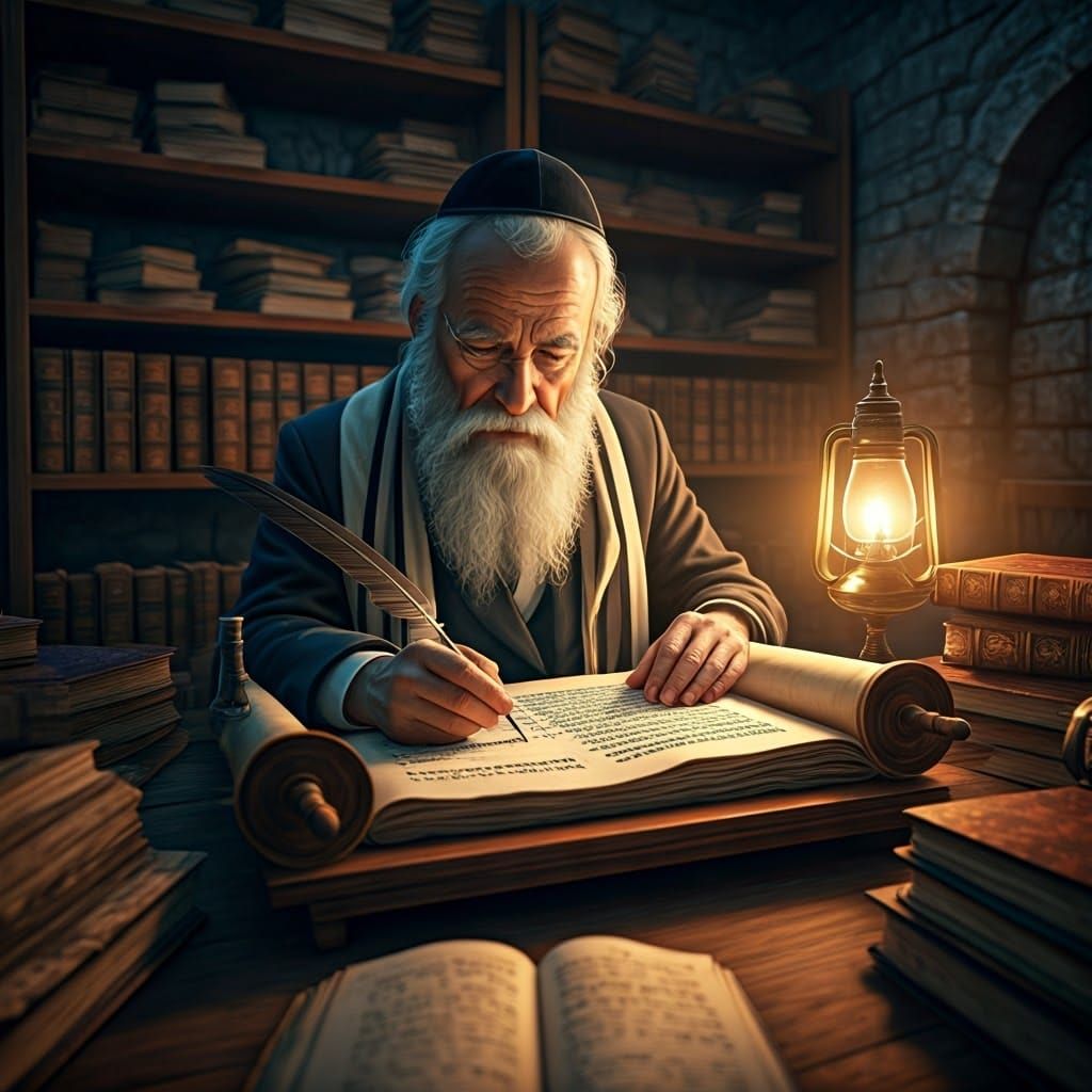 Ancient Jewish Scribe in Contemplative Study