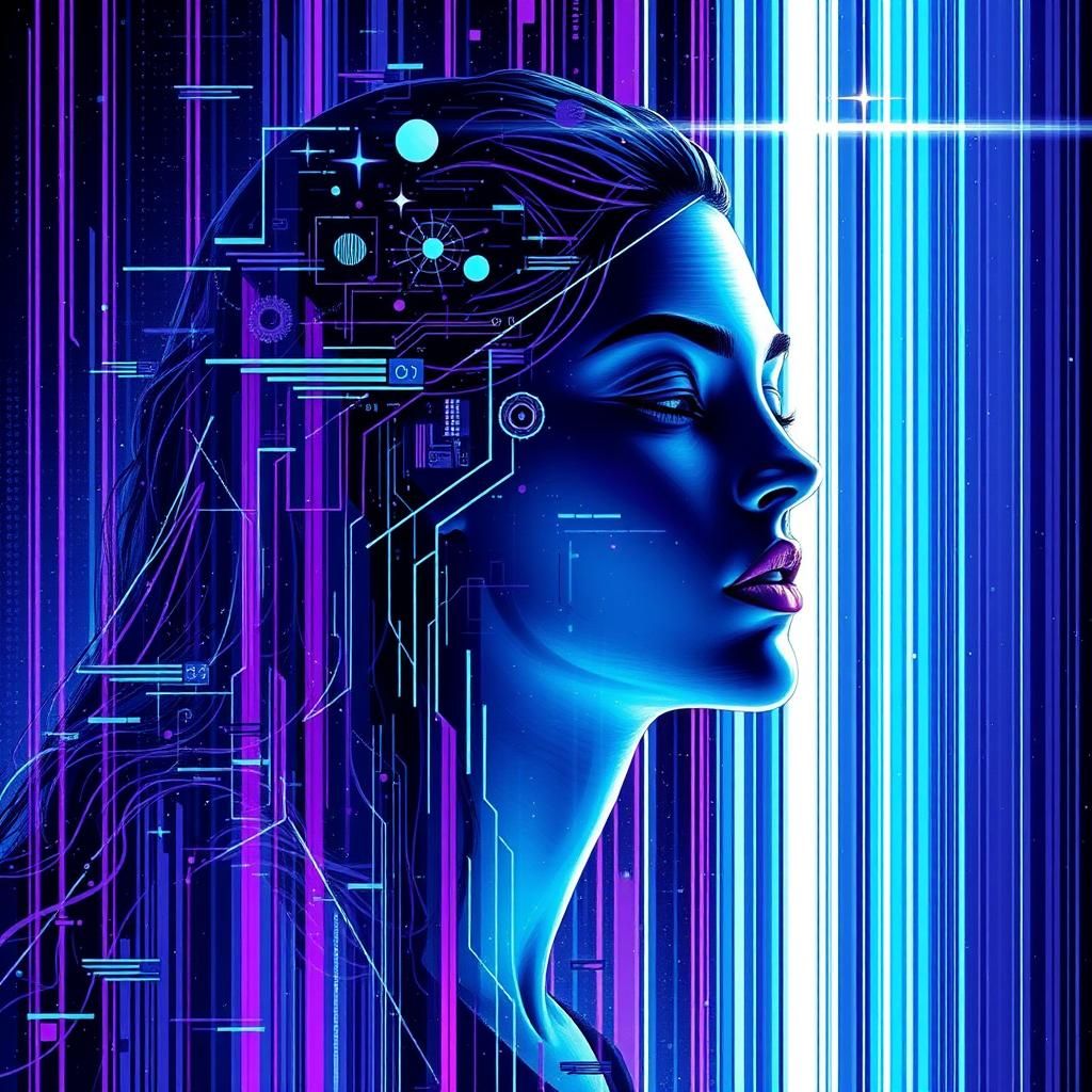 Maximalist Abstract Constellation in Glitch Art Style