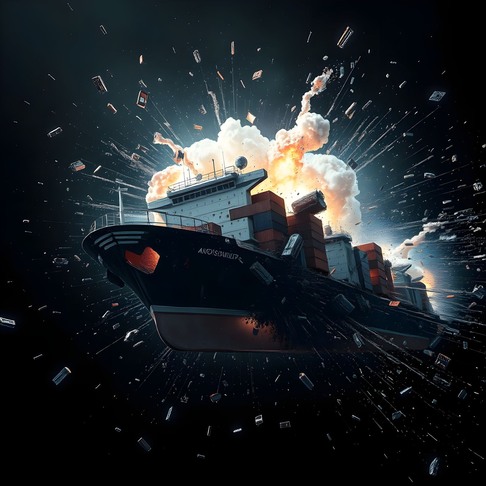 Radiant Antimatter Explosion Aboard Cargo Ship