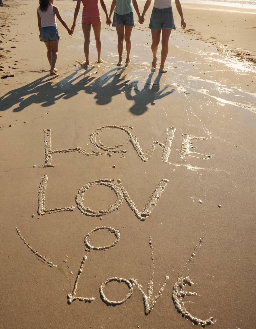 Children Playing on Beach in Hyper-Realistic Style