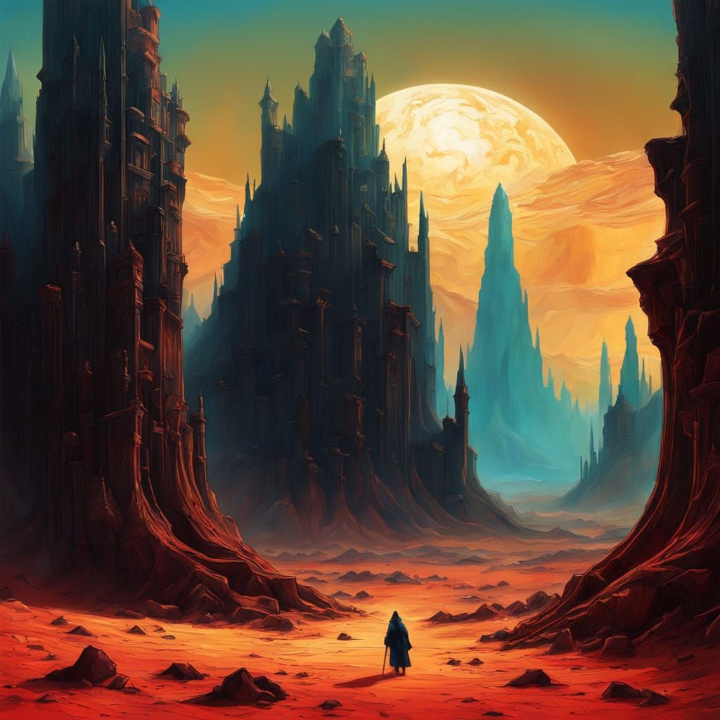 Mystical Desert Being Basks in Vibrant, Twisted Landscapes