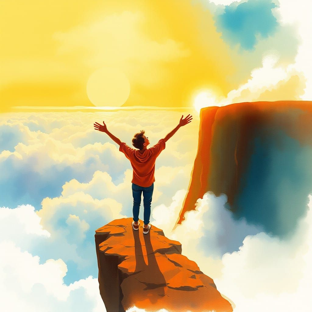 Whimsical Sunrise on the Cliff's Edge