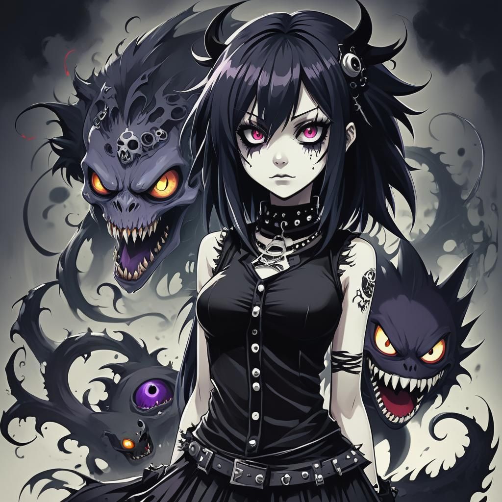 Anime Goth Punk Lady with Gastly