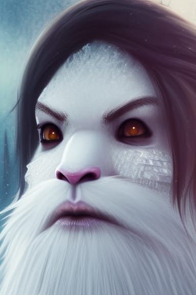 Furry Ice Troll Portrait in Hyperrealistic Style