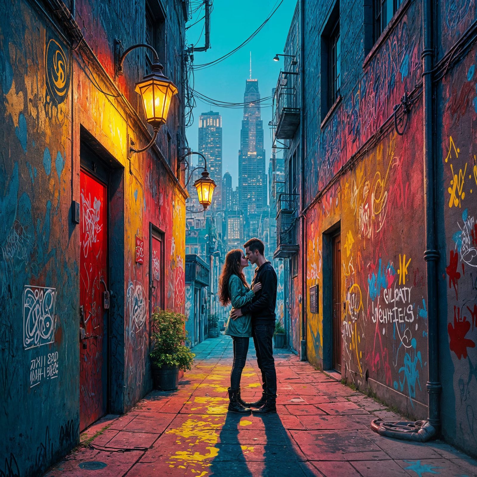 Graffiti Art of Secret Lovers in Splash Style