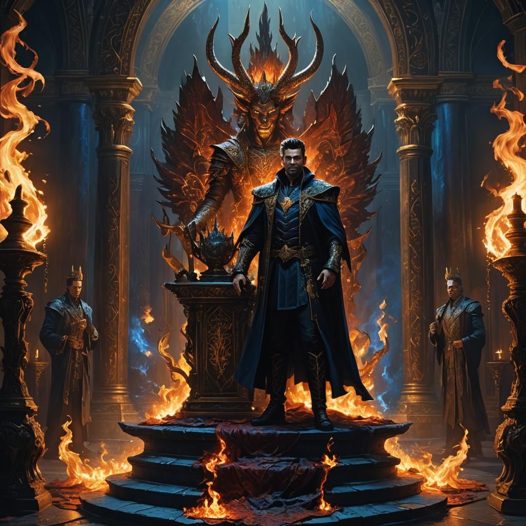 Lucifer in a Grand Throne Room, Fantasy Art